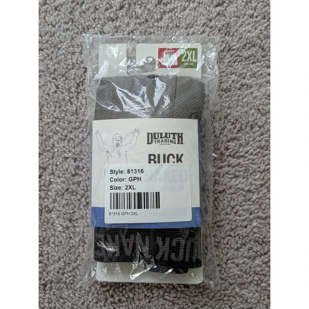 Duluth Trading Co Buck Naked Boxer Briefs Men's 2XL (44-46) GPH Color NWT